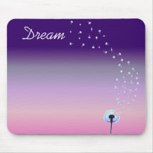 Dandelion Seeds Flying in the Wind - Purple Mouse Pads