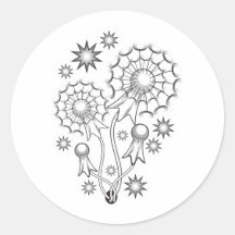 Dandelion Tattoo Design Round Stickers