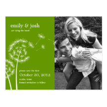 Dandelion Wish Photo Save The Date (Green) Postcard