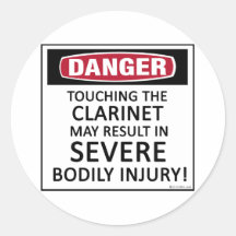 Danger Clarinet Round Stickers