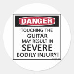 Danger Guitar Round Sticker