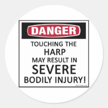 Danger Harp Round Sticker