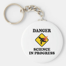 Danger Science in Progress Fart Humour Keychain