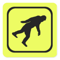 Danger squatches ahead square stickers