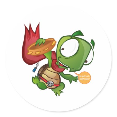 Daniel The Turtle Round Sticker by supapiratebootyhunt