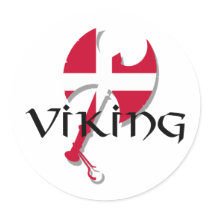 Danish Viking Denmark flag Axe Sticker