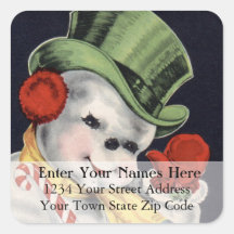 Dapper Snowman Vintage Christmas Address Label Stickers