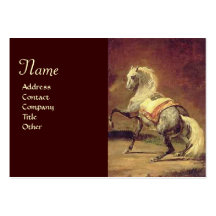 DAPPLED GREY HORSE Monogram Cream Business Cards