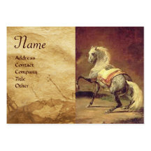 DAPPLED GREY HORSE Parchment Monogram Business Card Templates