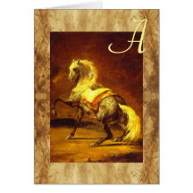 DAPPLED GREY HORSE PARCHMENT Monogram Cards