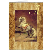 DAPPLED GREY HORSE PARCHMENT Monogram Cards