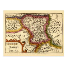 "Darbyshire" Derbyshire County Map, England Post Card