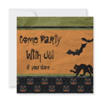 Dare Ya - Batty Halloween Party Personalized Invitations