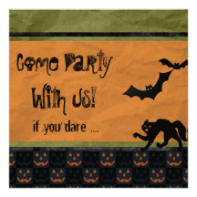 Dare Ya - Batty Halloween Party Personalized Invitations