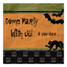 Dare Ya - Batty Halloween Party Personalised Invitation
