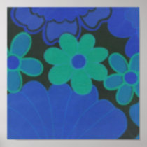 Dark 70's Retro Flower's Poster