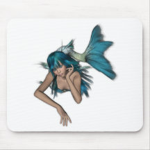 Dark Aqua Blue 3D Mermaid Mouse Mat