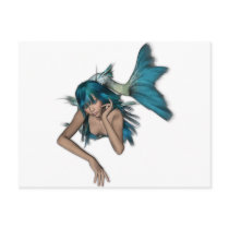 Dark Aqua Blue 3D Mermaid