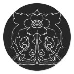 Dark Art Nouveau Flower Motif Round Stickers