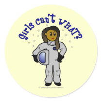Dark Astronaut Girl Round Sticker