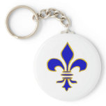 Dark blue  and gold fleur de lis keychain
