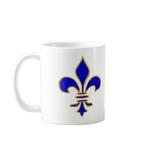Dark blue  and gold fleur de lis mug