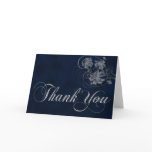 Dark blue and silver thank you card