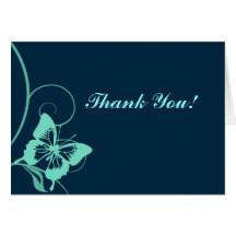 Dark Blue and Teal Butterfly Thank You Cards