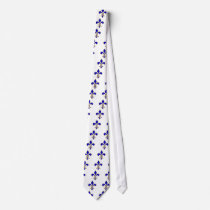 Dark Blue Fleur-De-Lis on White Tie