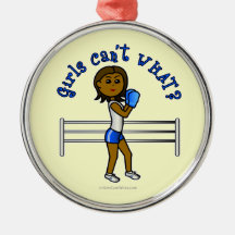 Dark Blue Girls Boxing Christmas Tree Ornament