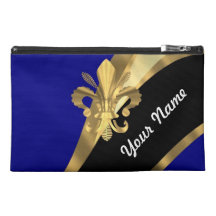 Dark blue & gold fleur de lys travel accessory bags