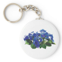 Dark Blue Hydrangea Lace Cap Key Chain