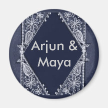 Dark Blue India design Fridge Magnets