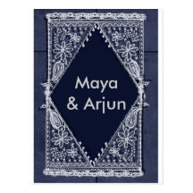 Dark Blue India design Post Card