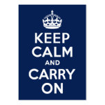 Dark Blue Keep Calm and Carry On business cards