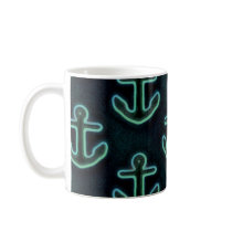 Dark Blue Neon Anchors Mug