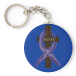 Dark Blue "Painted" Colon Cancer Ribbon keychains