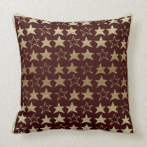 Dark Brown and Gold Stars Throw Pillow pillows