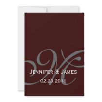 Dark Brown Monogram Names Wedding Invitation