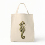Dark Brown Seahorse Grocery tote bags