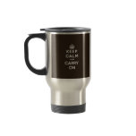 Dark Chocolate Brown Keep Calm and Carry On mugs