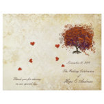 Dark Coral Plum Heart Leaf Tree Wedding Program flyers