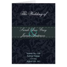 Dark damask brocade Vintage Wedding program Greeting Card