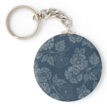 Dark Denim Floral Key Chain