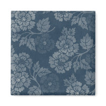 Dark Denim Floral Fridge Magnet