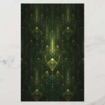 Dark Emerald Green Faces. Fractal Art. Full Color Flyer