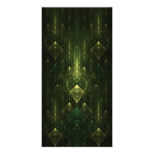 Dark Emerald Green Faces. Fractal Art. Customized Photo Card