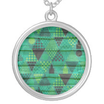 Dark Emerald Green Triangle Pattern Custom Necklace