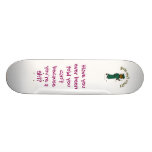 Dark Female Graduate in Green Cap and Gown Custom Skate Board