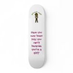 Dark Female Sheriff in Brown Uniform skateboards